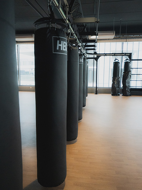 Salle de sport, Academie du mouvement a Saint-Maur-des-Fosses. Sac de frappe pour la boxe 